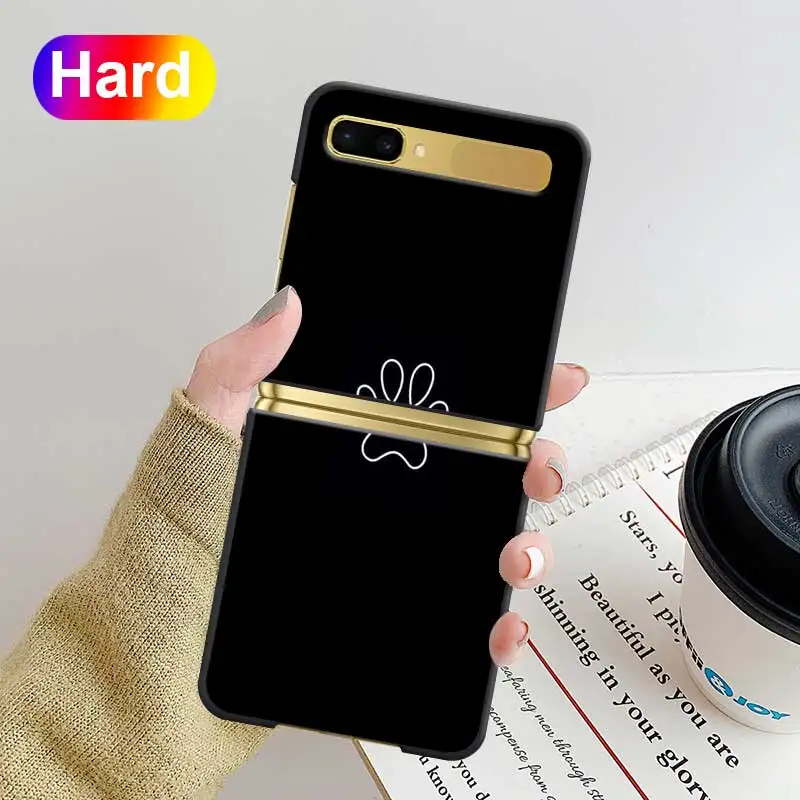 

Dog Foot Paw Hard Case for Samsung Galaxy Z Flip 5G ZFlip 6.7 " Coque Shockproof Black Phone Protective Cover