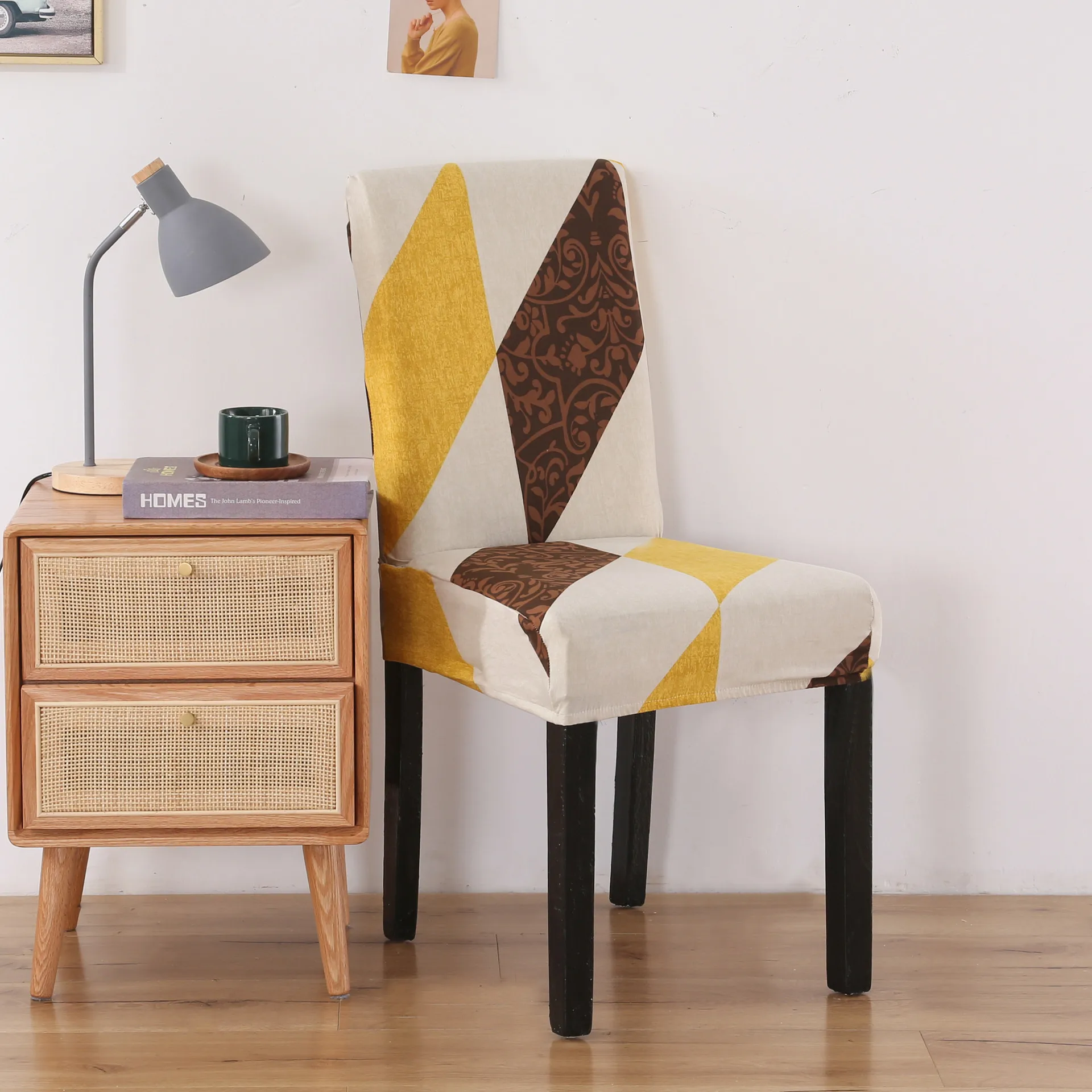 

Съемный и моющийся эластичный чехол на стул с принтом, современный минималистичный чехол на стул для отеля, банкета, обеда, дома, офиса