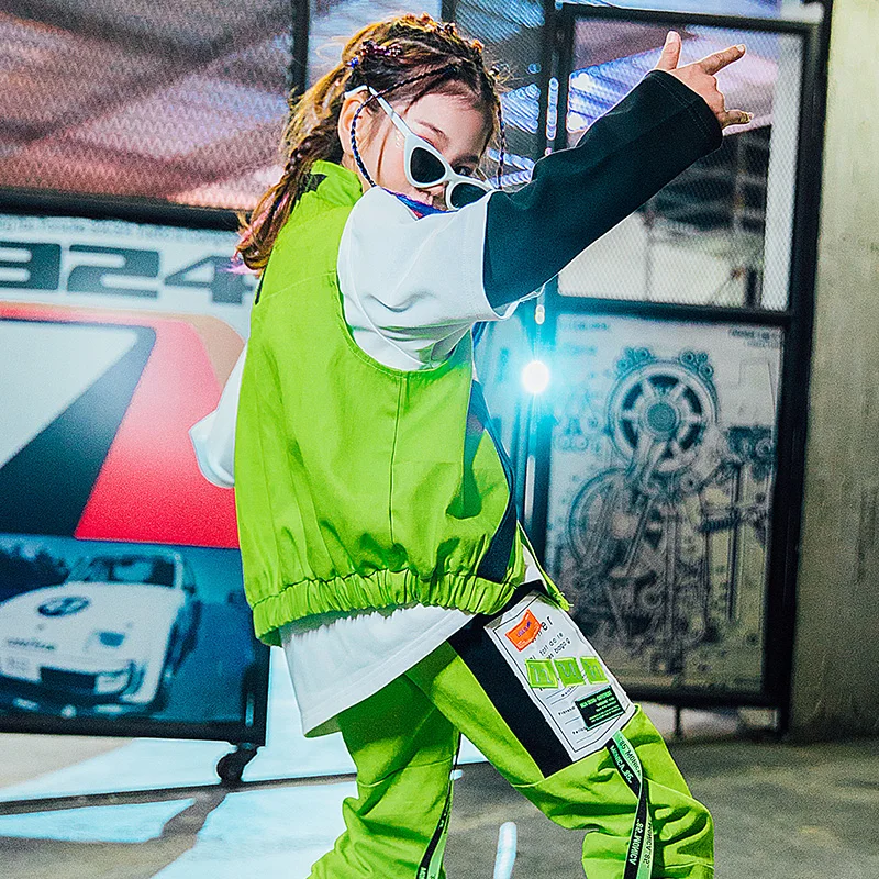 

2021 Children'S Jazz Dance Suit Kids Modern Street Dance Hip Hop Costumes Boys And Girls Handsome Winter Festival Rave Outfit