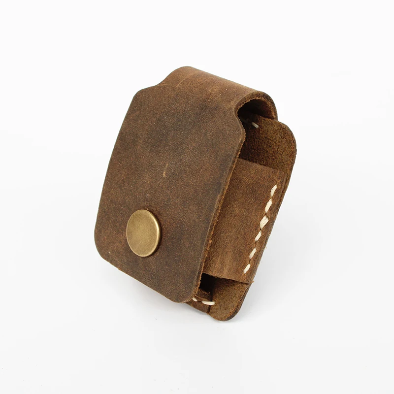 

Hand-Made Genuine Leather Lighter Cover Top Grade Man Brown Lighter Pocket Bag Vintage Lighter Cover For Kerosene Machine YJ558