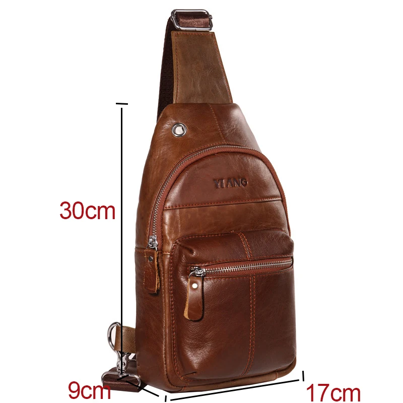 Нагрудная сумка мужская из натуральной кожи модный брендовый маленький саквояж