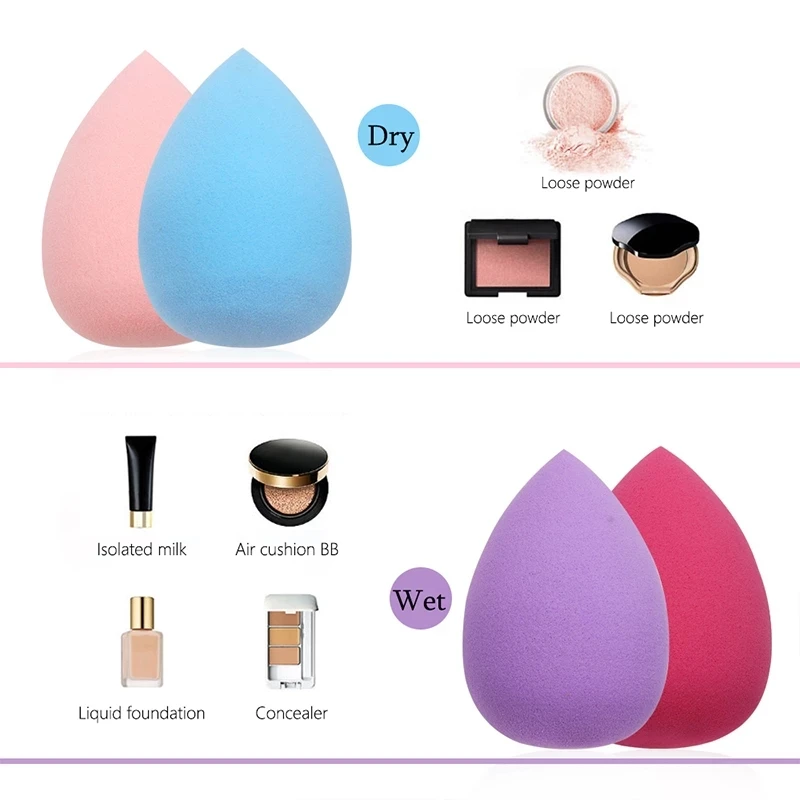 5pcs Cosmetic puff Washable cleansing sponge Beauty Foundation makeup Powder Cream Sponge for cosmetics female water drop shape