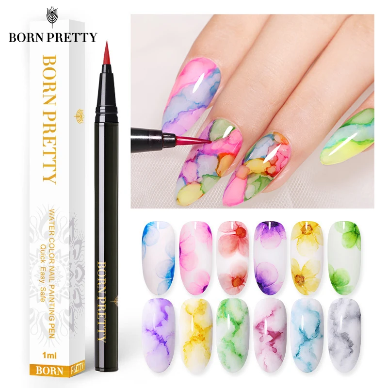 BORN PRETTY 1 мл акварельные чернила для рисования ногтей ручка Цветущий лак дизайн