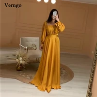 verngo modest gold silk satin formal evening dresses puffy long sleeves strapless draped floor length prom dress plus size