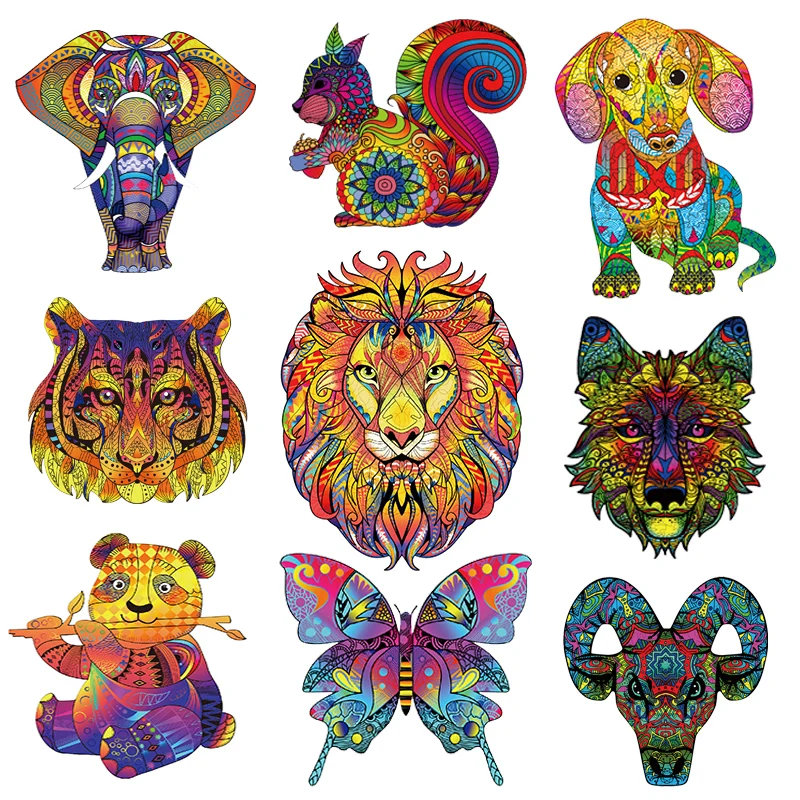 

Wooden Animal Puzzle For Adults Kids Owl Elephant Lion Wood Puzzles Children Educational Games Decompression Toys Chirsmas Gifts