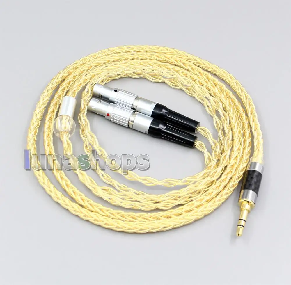 

LN006499 3.5mm 2.5mm 4.4mm 8 Cores 99.99% Pure Silver + Gold Plated Earphone Cable For Focal Utopia Fidelity Circumaural