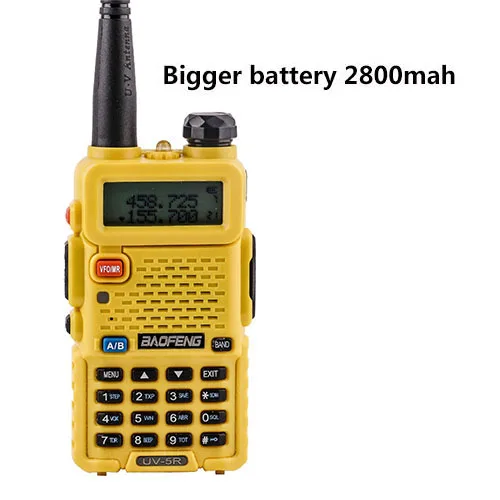 yellow radio station Обновленный Baofeng Uv-5R аккумулятор 2800 мАч HT Woki Toki радио для 10 км длинный диапазон коммуникатор радио полицейские сканеры SB трансивер - Цвет: yellow radio station