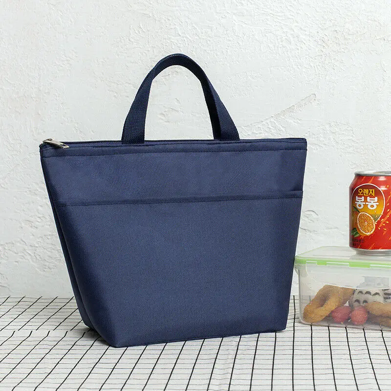 Navy Blue Новейшая Горячая Твердая Сумка для ланча Изолированная Женская Мужская сумка термальная Коробка Кулер дорожная переноска для пикника Сумка для ланча - Цвет: Navy Blue