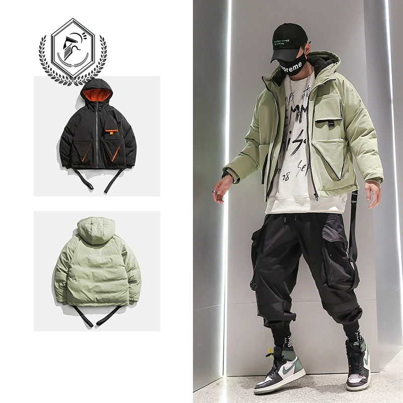 Мужская модная свободная однотонная флисовая тяжелая куртка повседневные парки