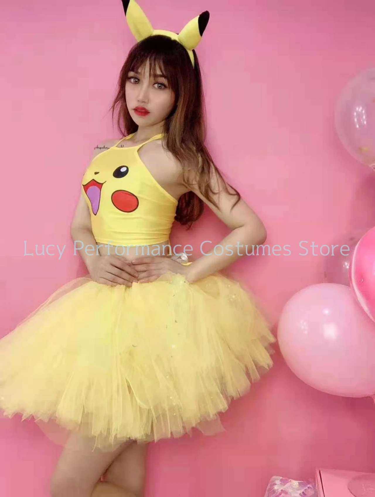 

Nightclub Sexy Lovely yellow Pikachu bikini suit women's gogo DS DJ stage show Costume
