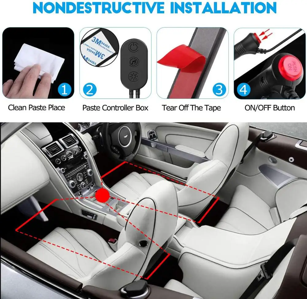 

Interior Car Lights, App Control, Music Mode, Multicolor and Scene Options Led Lights
