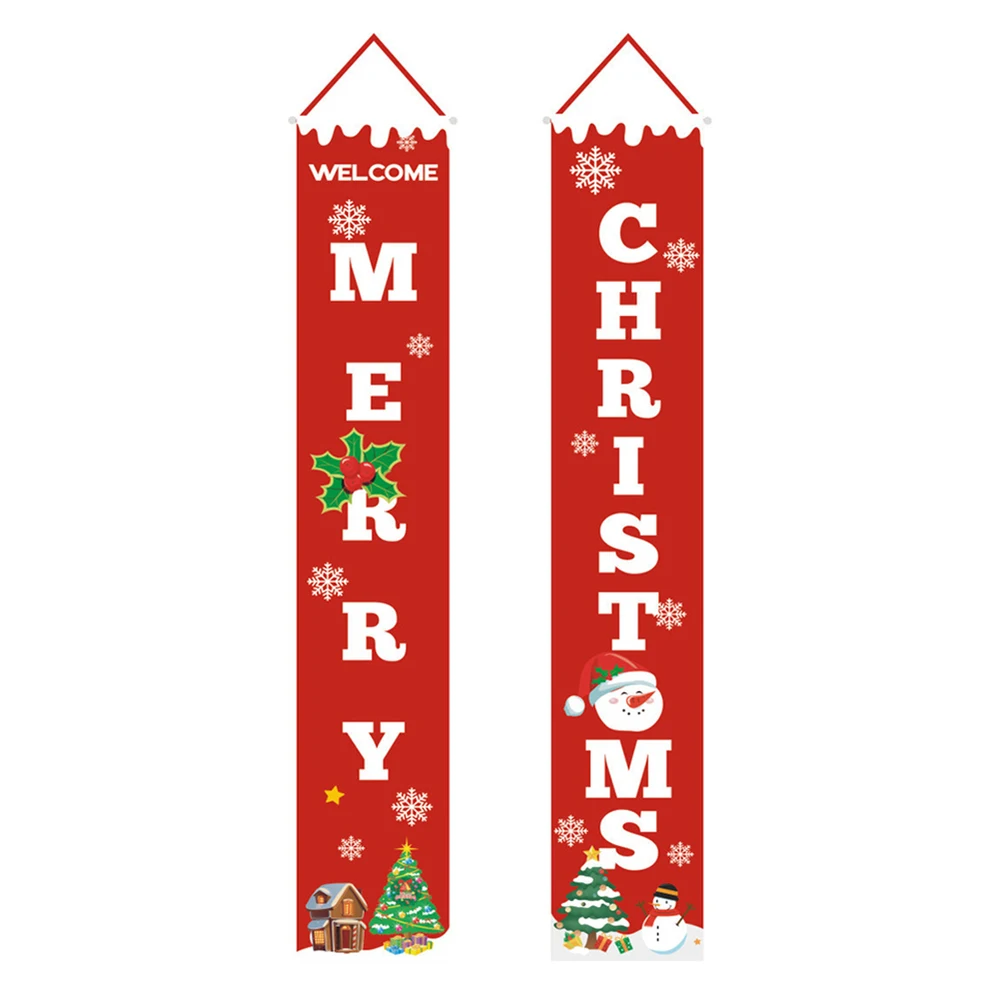 

2 Pcs Christmas Festival Porch Sign Decor Hanging Banner Porch Party Decor new