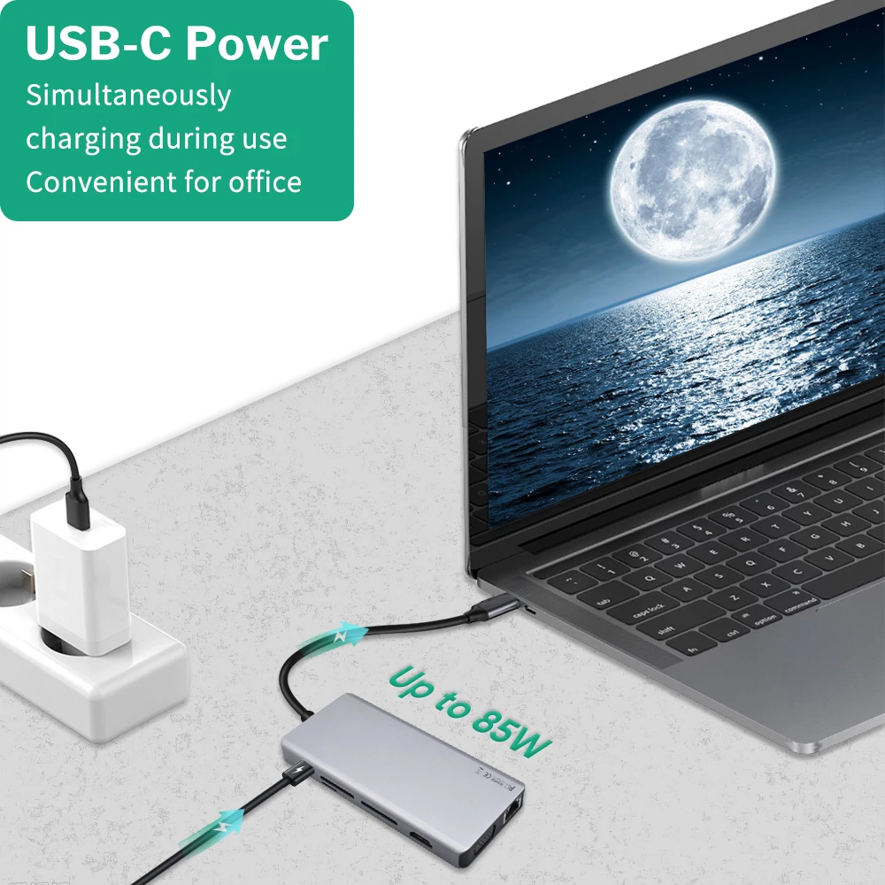 Док станция Deelife с USB C 13 портов HDMI RJ45 VGA AUX PD USBC хаб для ноутбука Macbook Pro разъемом