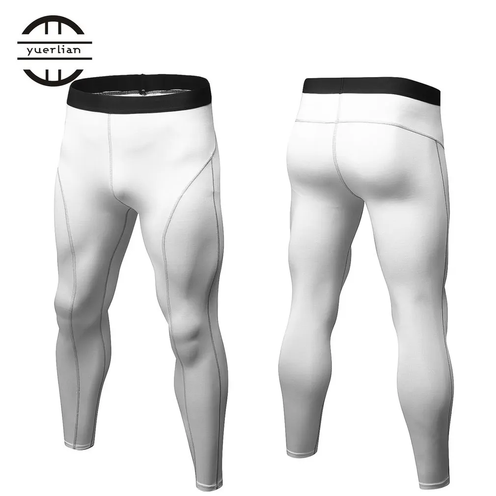 Мужские компрессионные штаны одноцветные спортивные для бодибилдинга мужские