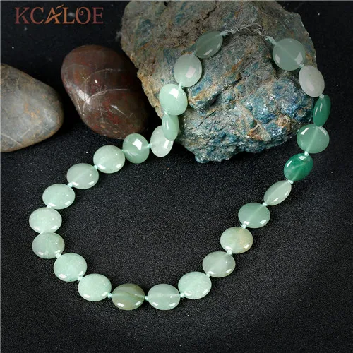 Light Green jade KCALOE Круглый Розовый Кристалл Кварца Ожерелье с Камнями Аксессуары Модные Украшения На Шею Бусы Из Натурального Камня - Окраска металла: Light Green jade