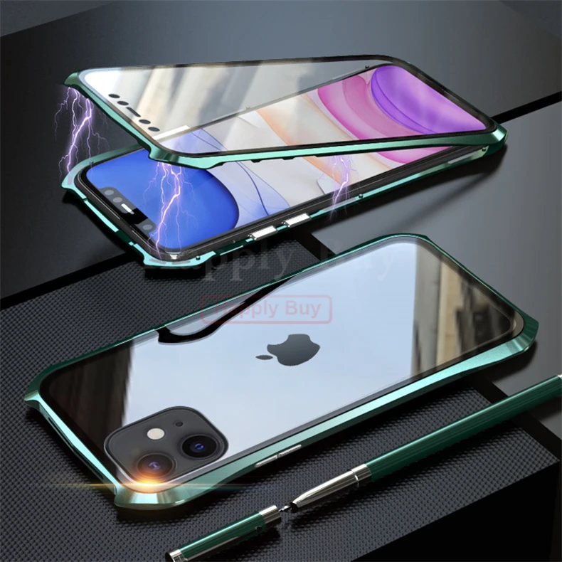 360 полный защитный чехол для телефона для iPhone 11 Pro Max чехол Магнитный чехол s для iPhone 11 Pro Max чехол металлический Bumber