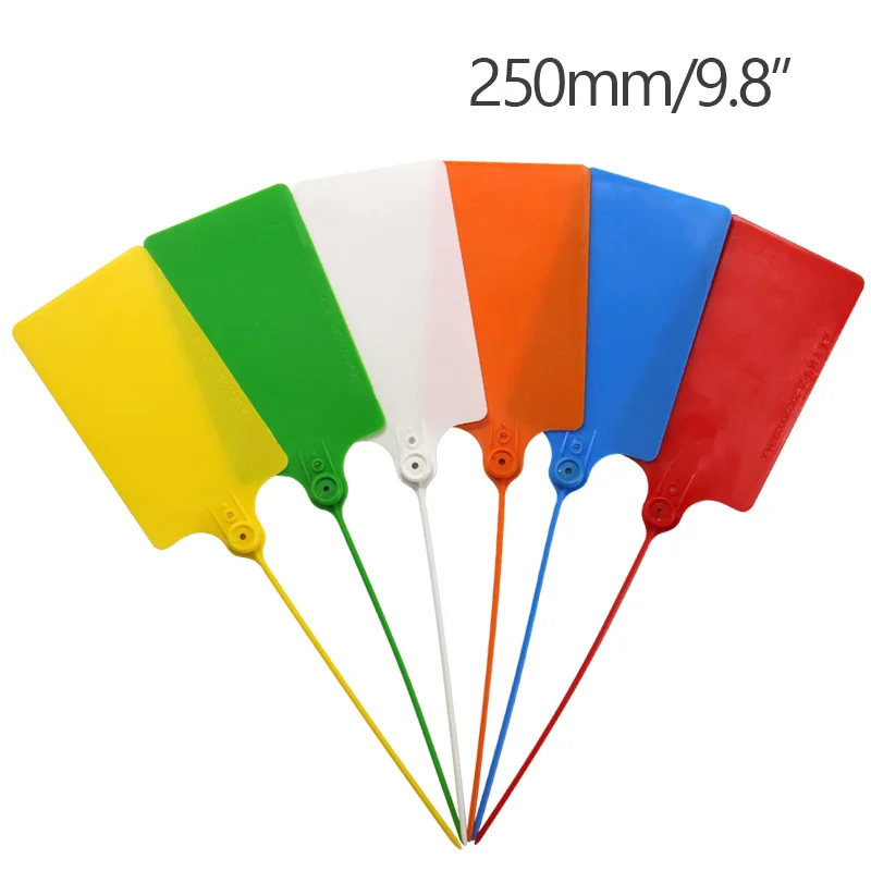 100 шт. Пользовательский логотип ярлыки пластиковые защитные самоблокирующиеся