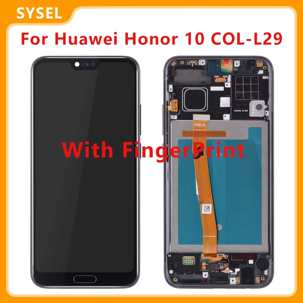 Для Huawei Honor 10 COL-L29 ЖК-дисплей + сенсорная панель стекло в сборе рамка с принтом
