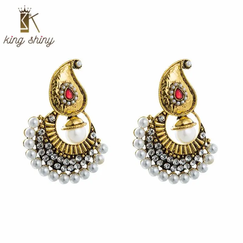 

2020 Korean and European Drop Earrings for Woman Bohemian Pearls and Rhinestones Drop Earrings Jewelry Earrings Indian Earrings