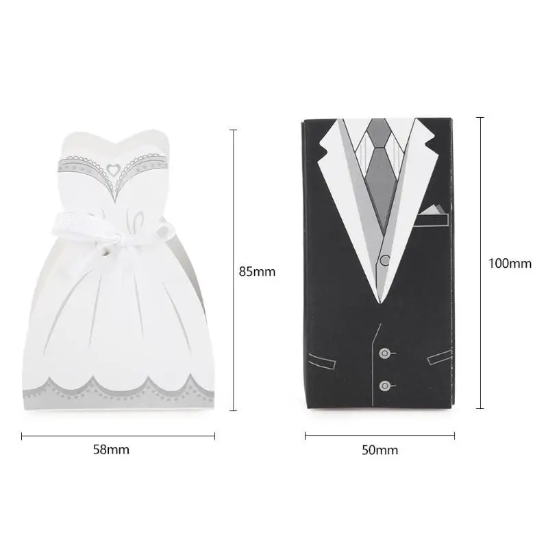 Мода 50 шт. Свадебные сувениры Жених невесты платье конфеты коробки Красивые DIY