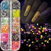 3d luminous butterfly manicure decor holographic laser star heart butterfly flakes nail sequins nail glitter nail art decoration
