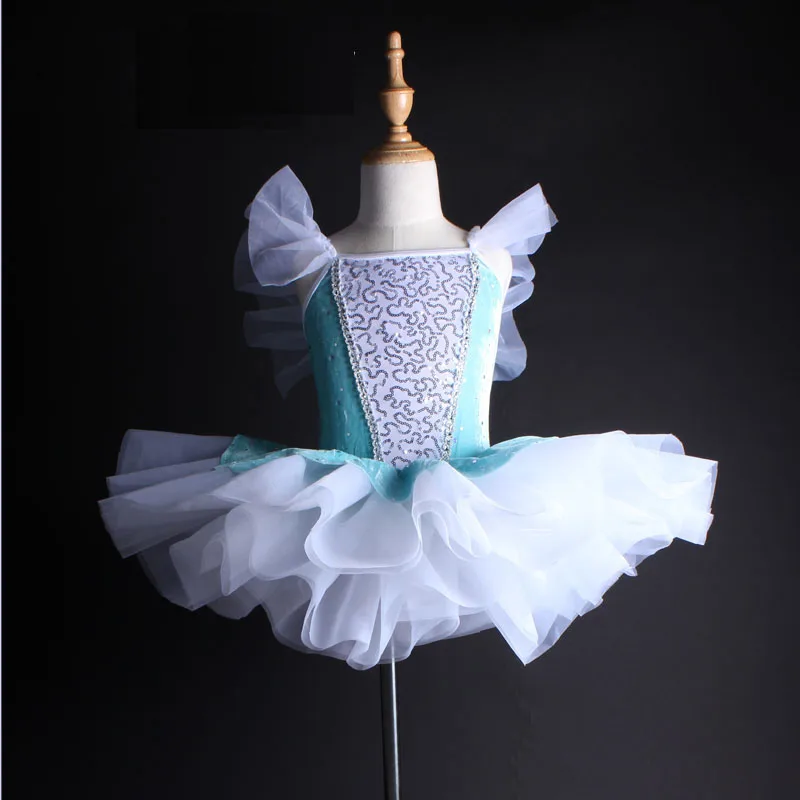 

Professional Ballet Tutu Leotard Kids Blue Ballet Dress For Girls Swan Lake Rhinestone Velvet Ballet Costume For Child Dance