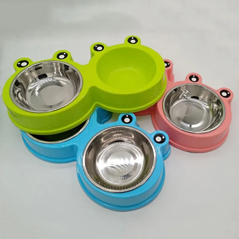 

Дорожная двойная миска для питомцев, собак, кошек, щенков, миска для воды, милая лягушка, миска для кормления домашних животных