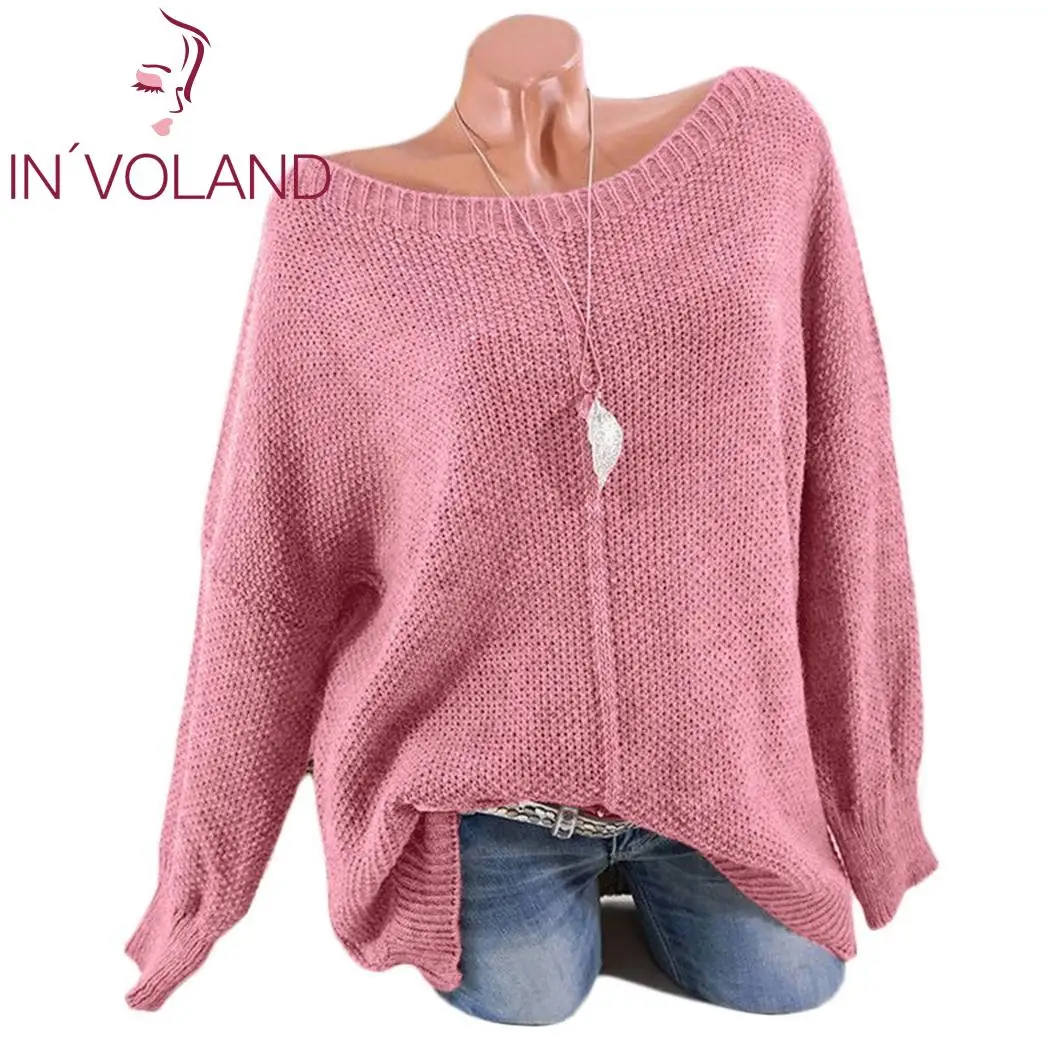 Женские Повседневные свитера размера плюс Осень-зима v-образный вырез длинный