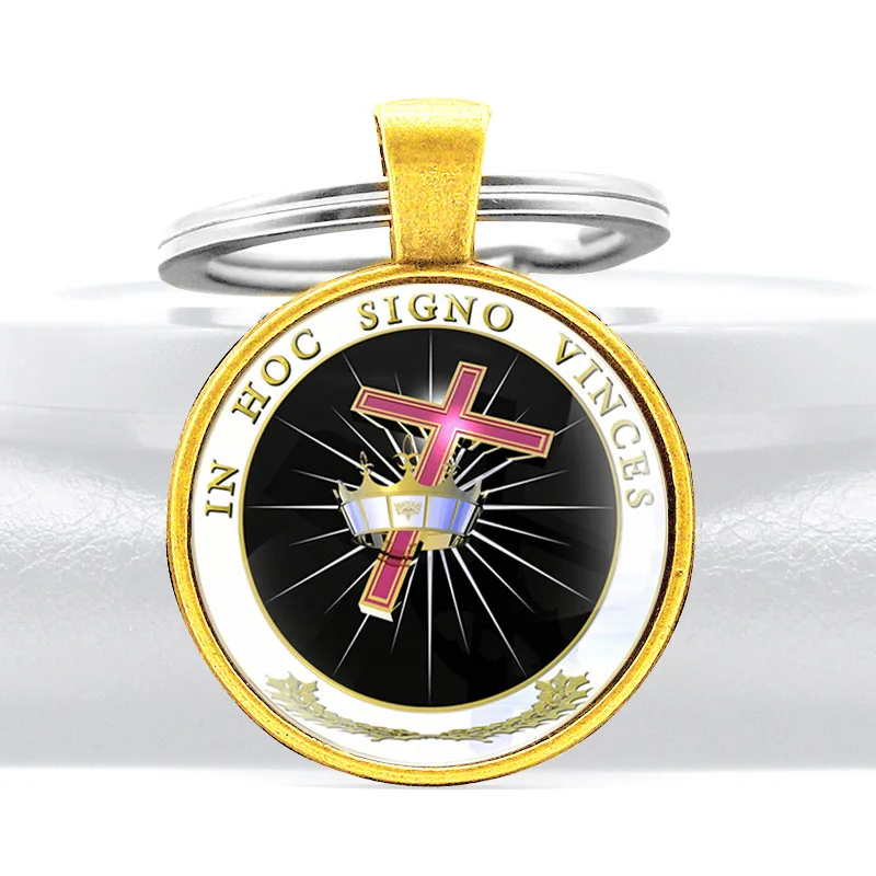 

New Cross Crown Glass Dome key Chains Charms Men Women Key Ring Jewelry Gifts