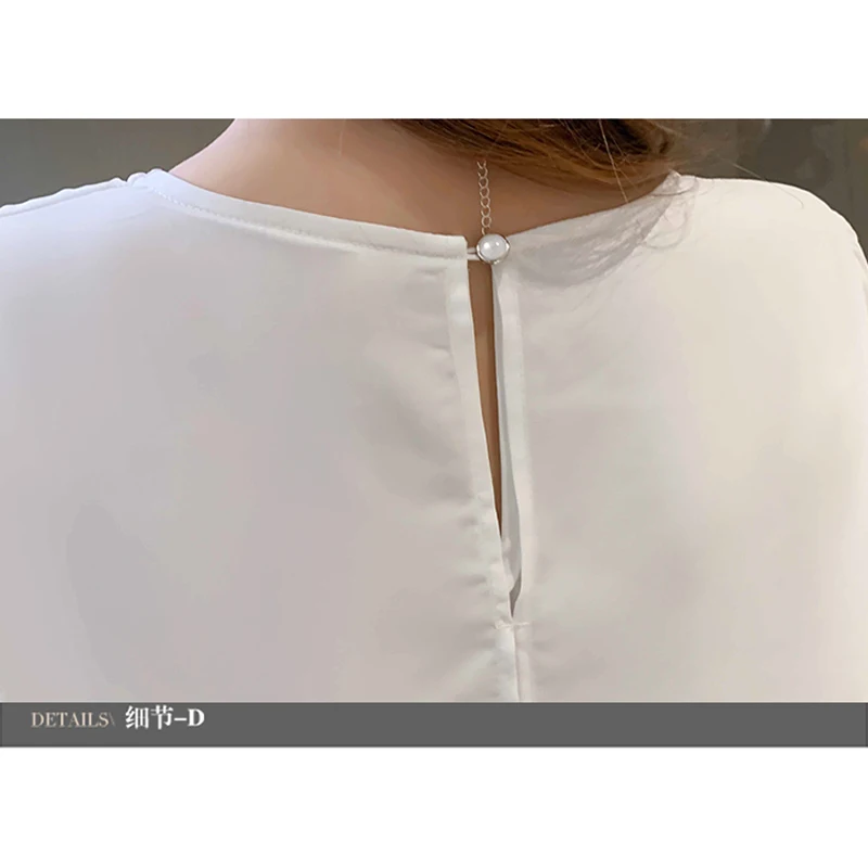 

Casual Tops New Short Sleeve Plus Size S-4XL 2021 Summer Women Chiffon Blouse Pullover Back Button Ladies Clothes Blouses 13925