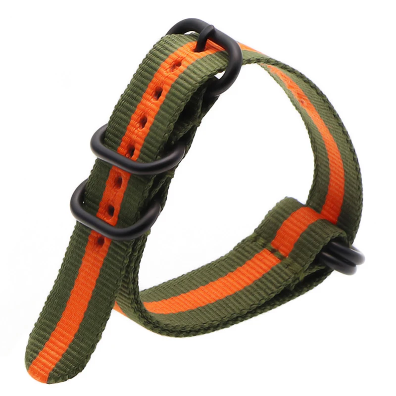 green orange B 21 цвет прочный нейлоновый ремешок otan ZULU ремешок 18 мм 20 мм 22 мм 24 мм полосатый Радужный холст замена ремешок для часов - Цвет ремешка: green orange B