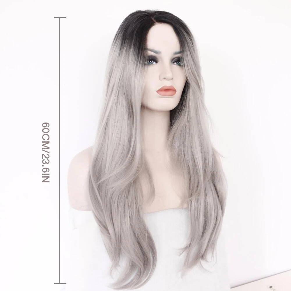 Парик из натуральных длинных синтетических шелковистых волос с градиентом цвета