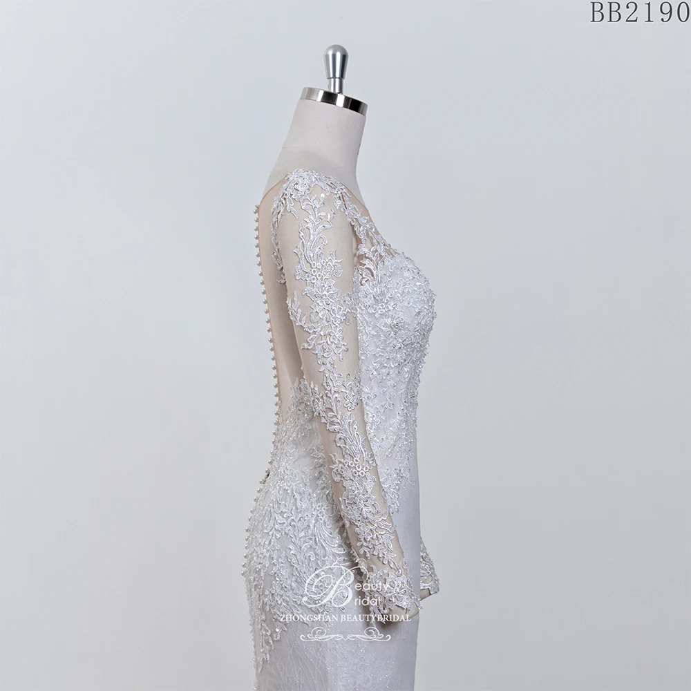 100% Real Photos Luxury 2021Wedding Dresses   Flowers Mermaid  and Japanes lace with sweet Vestido BB2190