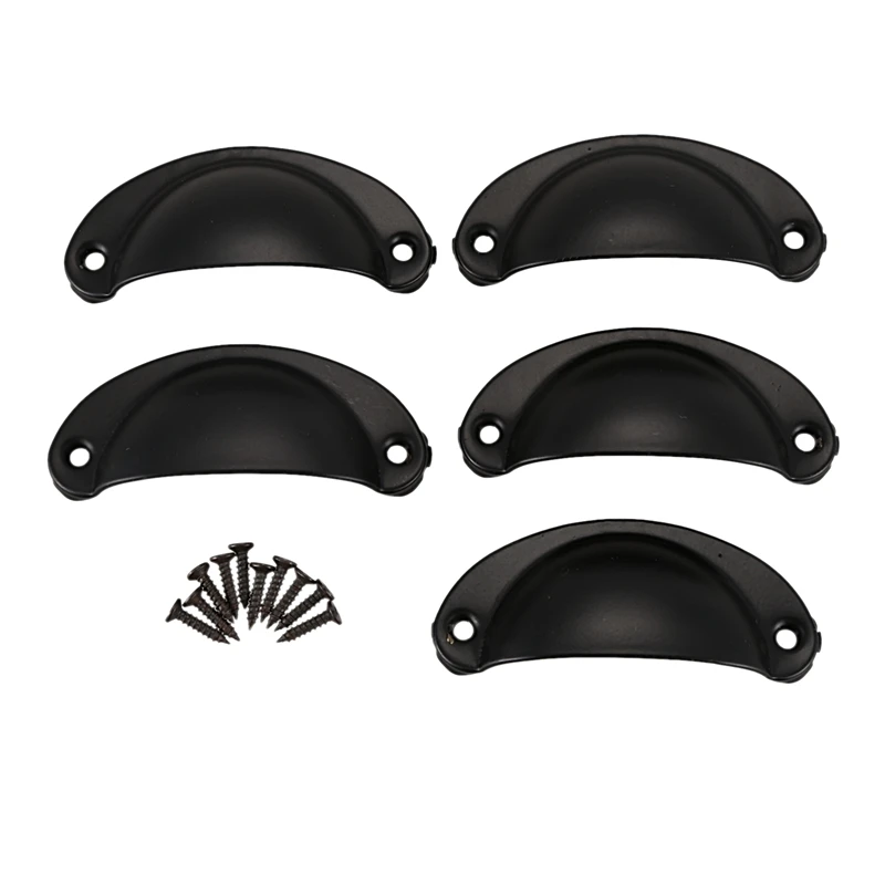 Retro Style Furniture Door Pull Handle 3.1-inch Length 5 Pcs Black | Строительство и ремонт