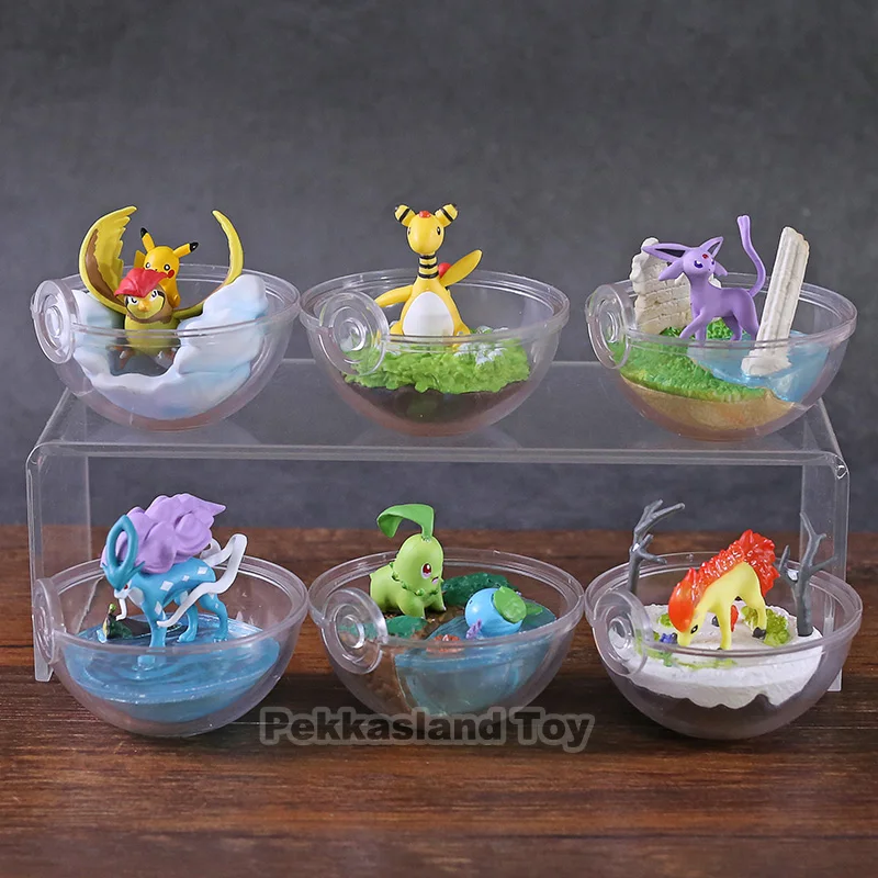 6 шт./компл. прозрачный шар Ampharos Espeon из анимационного сериала "Pidgeotto Chikorita Wooper Ponyta Suicune Фигурки игрушки украшения подарок для детей