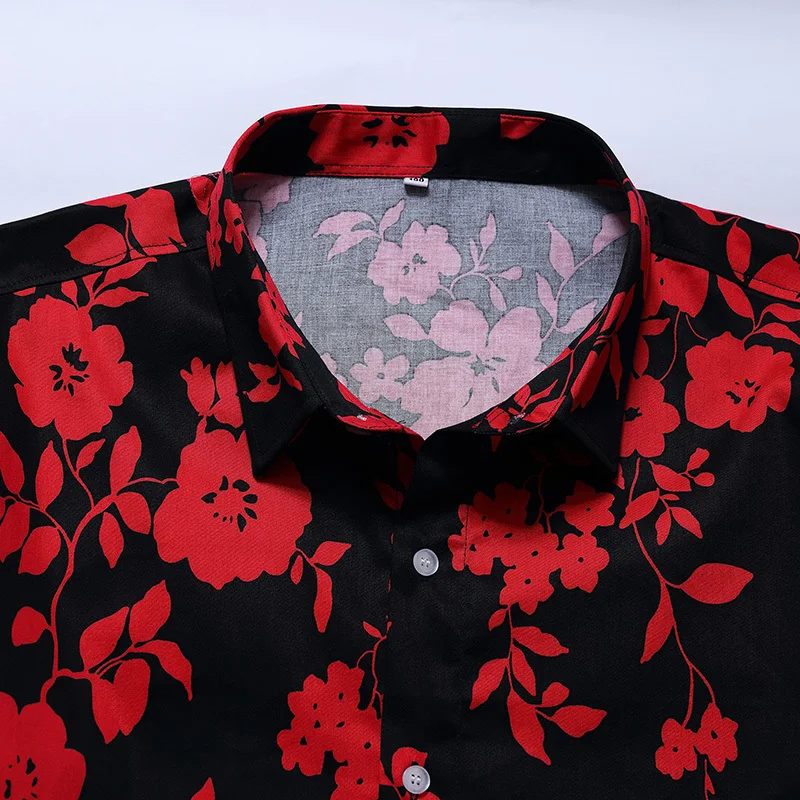 Рубашка мужская с цветочным принтом Повседневная Свободная модная классическая
