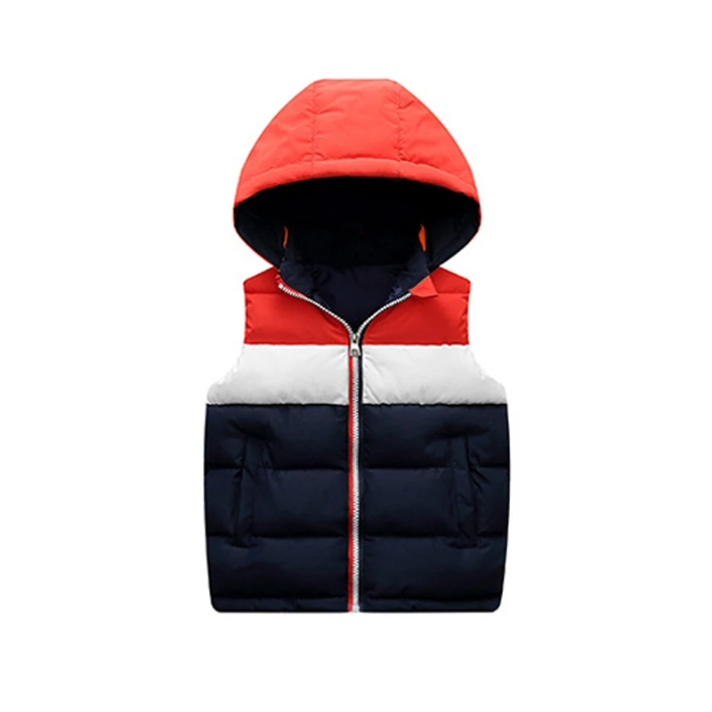 Детский жилет верхняя одежда зимний с капюшоном для мальчиков и девочек детская
