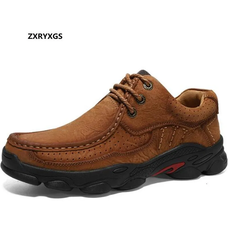 Мужские кроссовки из натуральной кожи на плоской подошве | Обувь