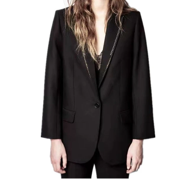 

Новый универсальный пиджак с воротником и рукавом спереди с разрезом, Модный повседневный костюм с одной пуговицей
