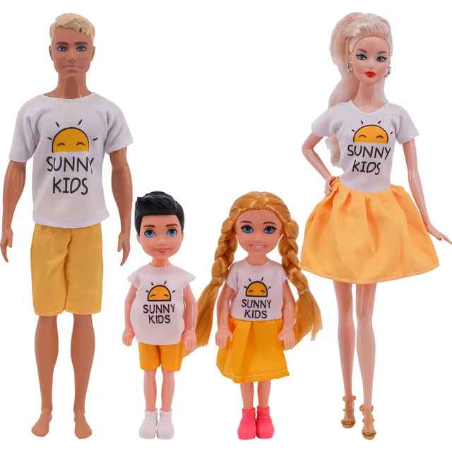 4 компл./Лот костюм для семейной куклы SUNNY Summer короткие брюки Одежда Барби Ken Kellys
