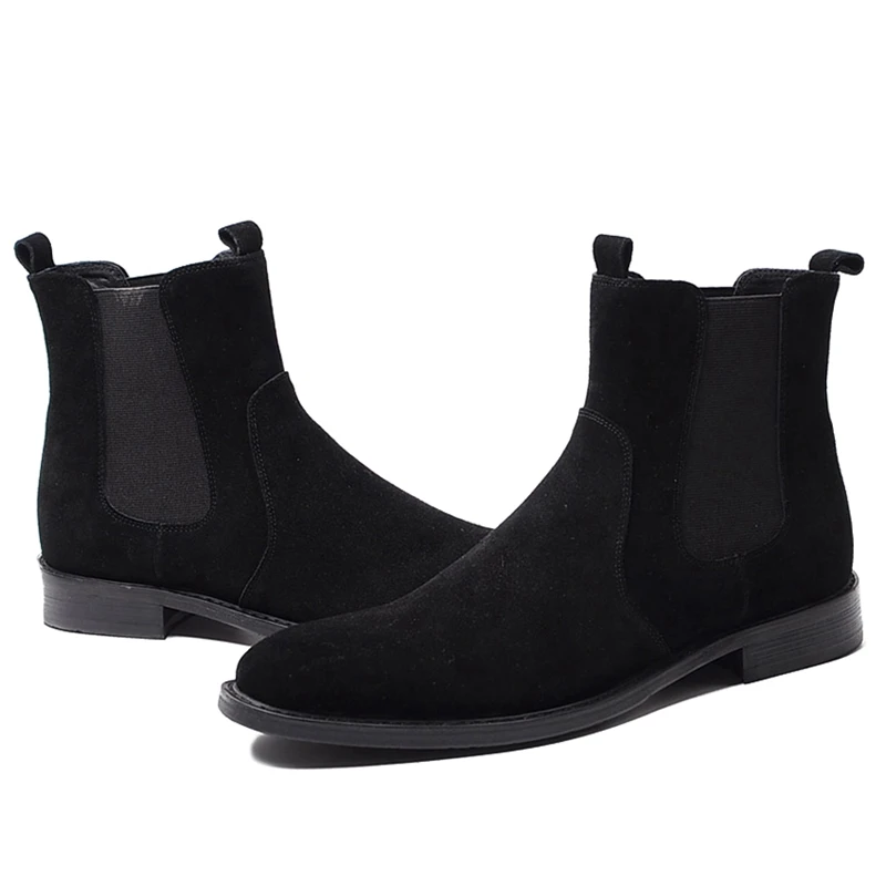 

High Quality Genuine Leather Man Comfortable Chelsea Ankle Boots Round Toe Handmade Men's Cow Suede Cowboy Riding Shoes WF163