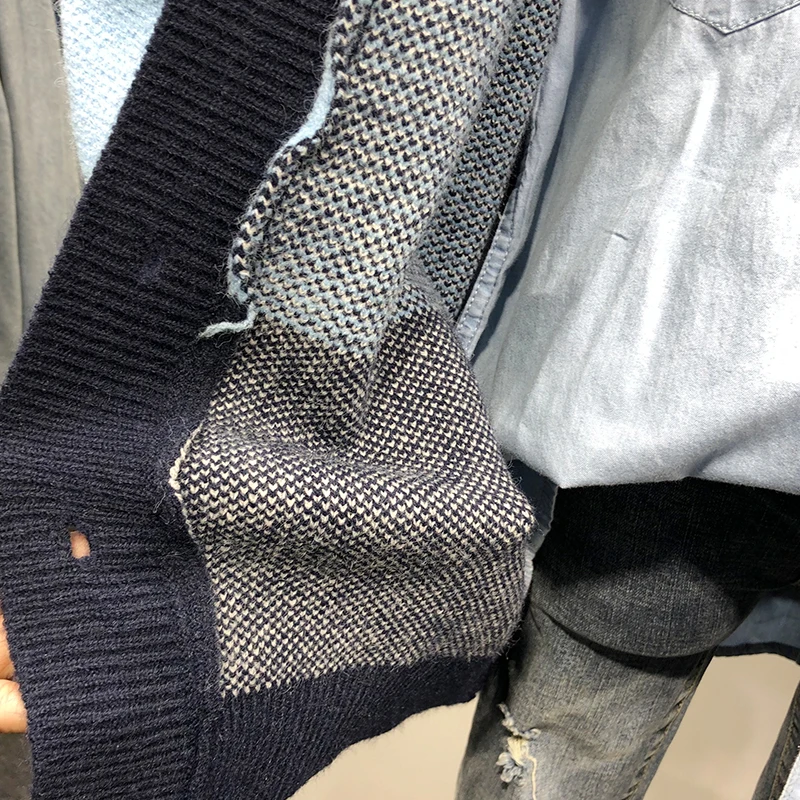 

New Fall/Winter Korean Diamond Pattern V-Collar Knitted Cardigan Coat Women's College Wind Loose Sweater Jacket Female Outwear