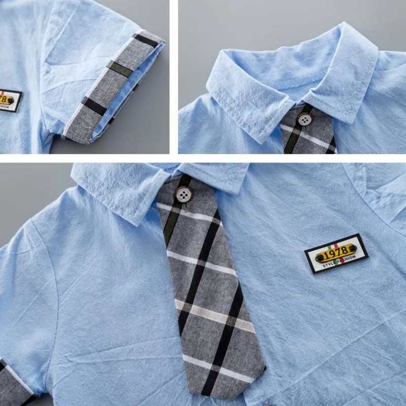 Одежда для маленьких мальчиков джентльменская одежда с галстуком футболка топы