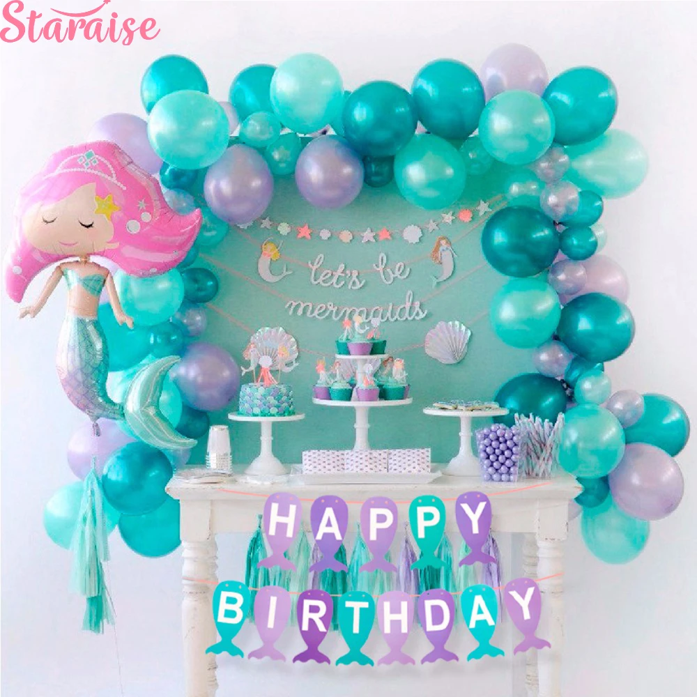 Бумажная гирлянда в виде русалки для детей|Украшения своими руками вечеринки| |