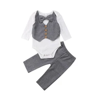 newborn baby boys gentleman outfits with bow toddler party wedding baby costumes bodysuitspants 2pcs formal infant baby suits