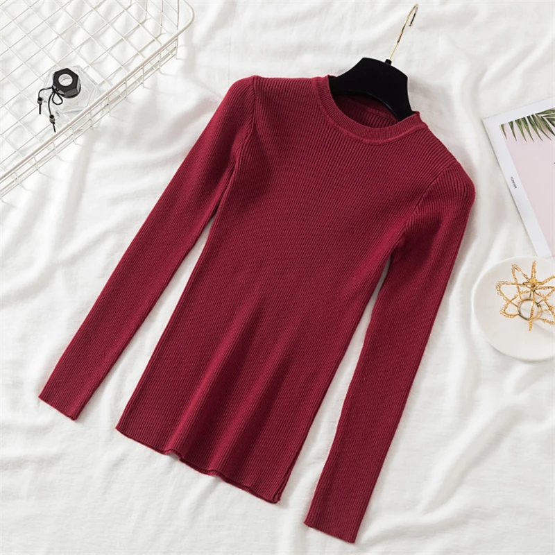2019 Autumn Women Pullovers Knitting Sweater Long Sleeve O-Neck Solid Winter Casual Fashion Soft Slim Tops | Женская одежда