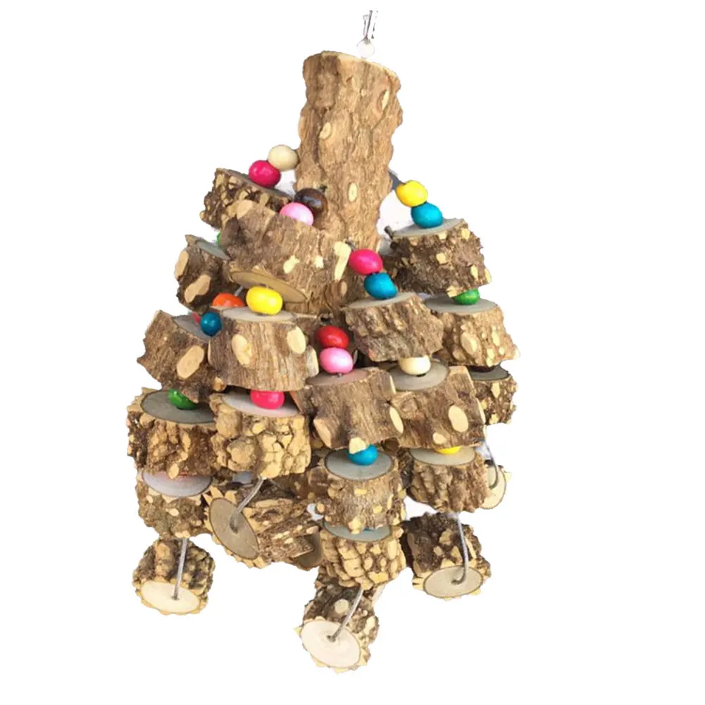 

Wood Bird Chewing Toys Parakeet Hanging Wodden Toy For African Greys Parrots Cockatoos Macaws Birds Security Toys Dark Brown