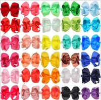 classic 346inch 30colors boutique solid ribbon bowknot clips headband girl hair bows hair clip for baby kids hair accessories