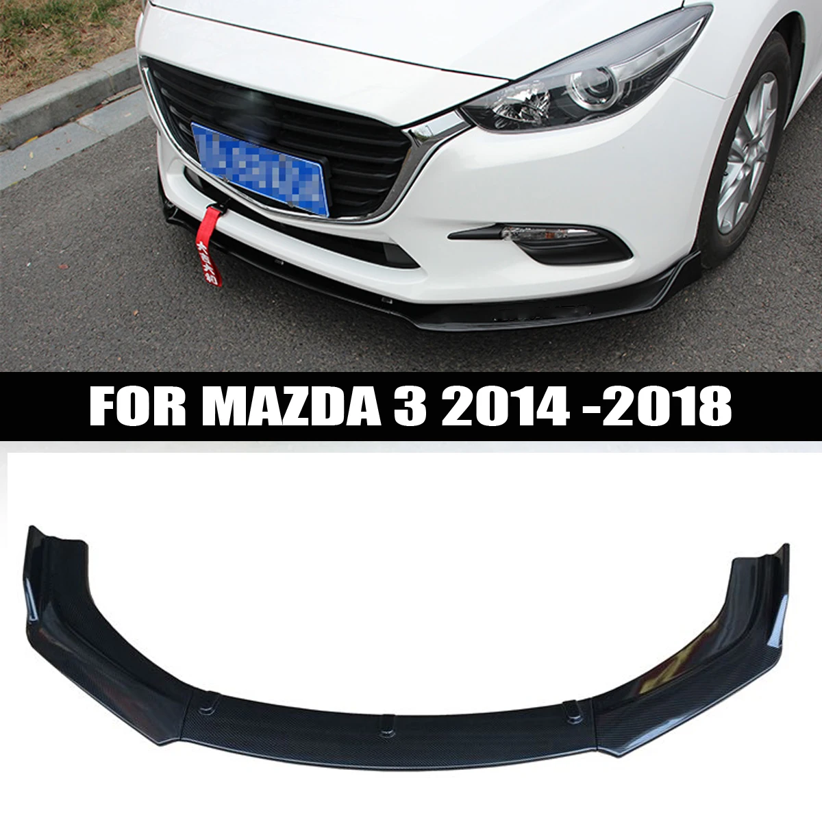 3Pcs/Set Car Front Bumper Lip Spoiler Body Kits Splitter Diffuser for Mazda 3 Axela 2014 2015 2016 2017 2018 Auto Accessories