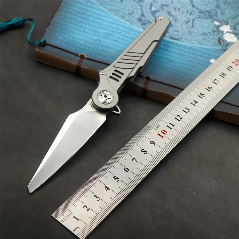 

M390 Steel Folding Knife TC4 Titanium Alloy Handle Camping Sharp Hunting Knife Outdoor Survival Defense Tool EDC Fruit knife